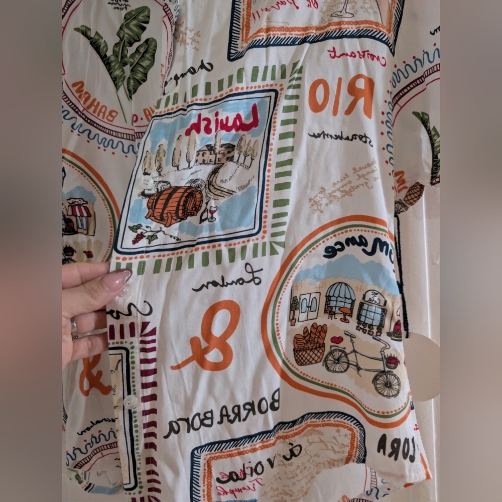 Printed Button Down Shirt NWT - image 7